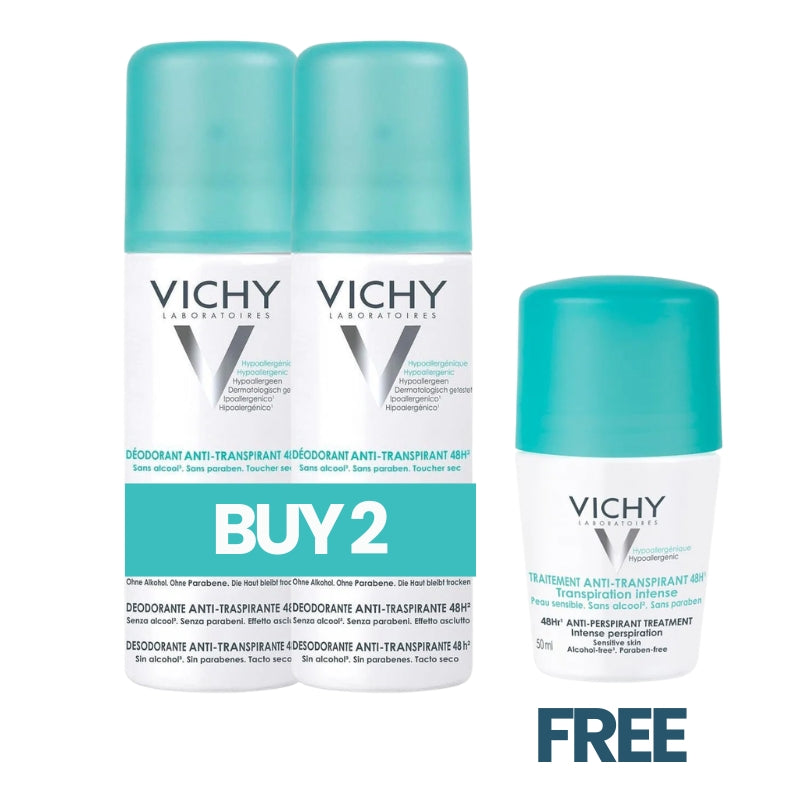 Buy 2  Spray Deodorant 125 ml 48 Hours Get 1 Anti Perspirant Deodorant Intensive Treatment 50ml