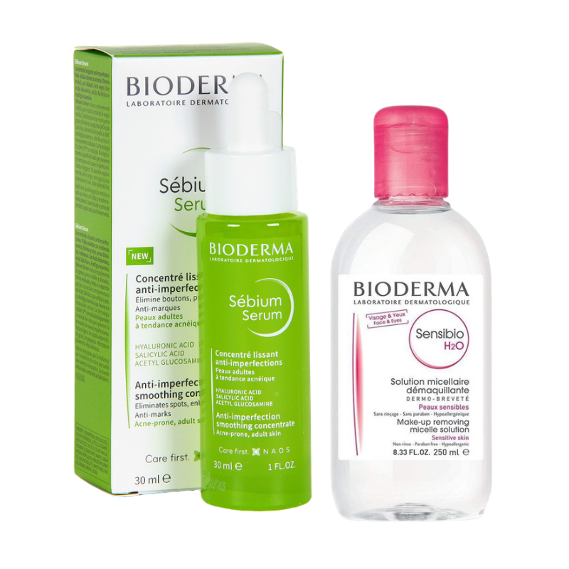 Bioderma Sébium Serum & Sensibio H2O 250ml Bundle