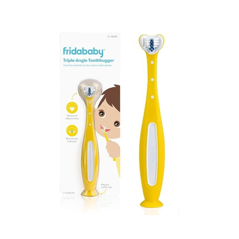 FridaBaby Triple-Angle Toothhugger Training Toothbrush for Toddler Oral Care, Yellow