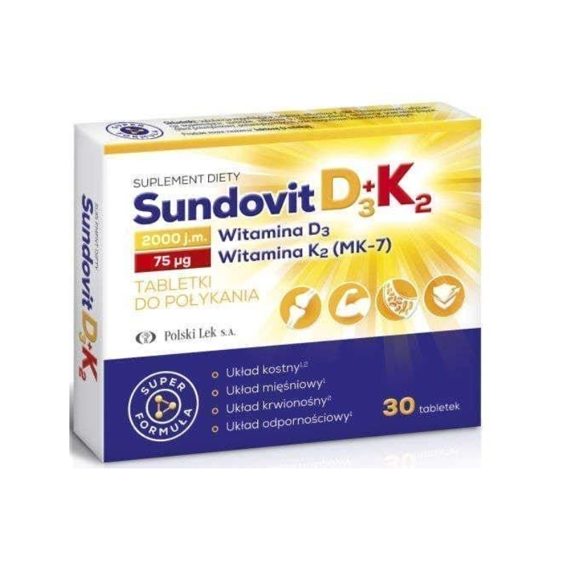 Sundovit D3+K2 30Tablets