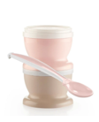 SET OF 2 POWDER PINK BABY FOOD JARS&SPOON